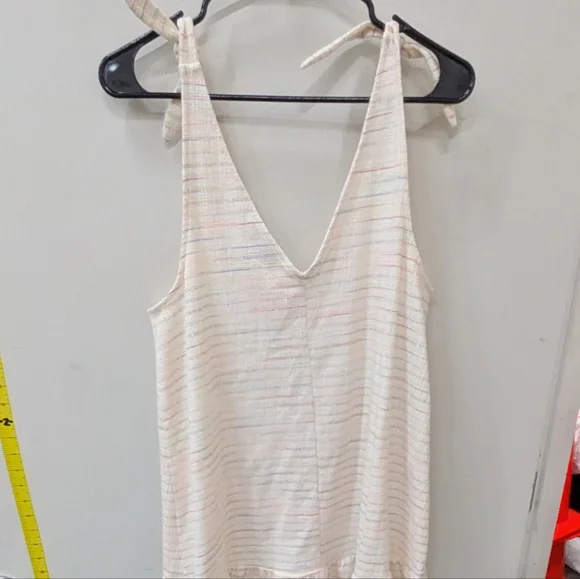 LOFT Bow Strap Button Dress.  Cream Sleeveless Mini.. - Picture 4 of 7